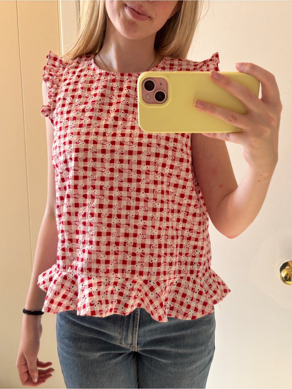 Red plaid top
